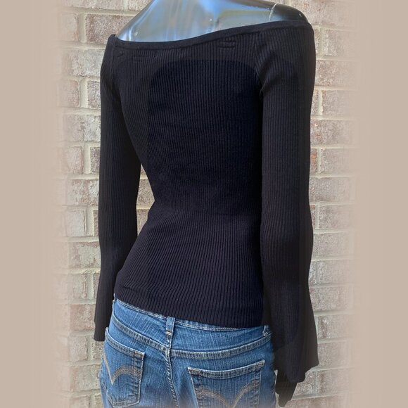 Guess Off the Shoulder Caylee Ribbed Pull Over Sweater Sz S NWT - Picture 5 of 14